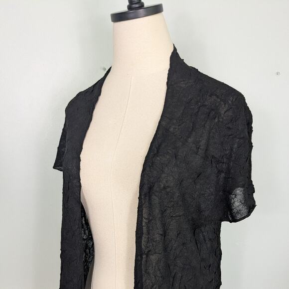 Eileen Fisher Top Cardigan S Black Open Lagenlook Eclectic Artsy Summer Layer - Picture 3 of 8